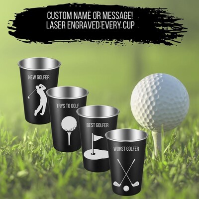 Urbalabs Golf Gifts Black Personalized Tumbler Stainless Steel 16 oz Pint Tumblers Custom Stainless Steel Cups Camping, Sports, Friends - image7